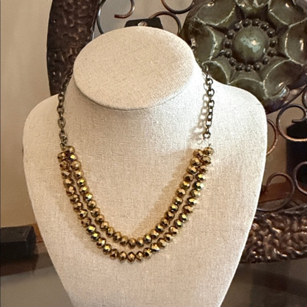 Paparazzi Shimmering Gold Beaded Necklace and earrings